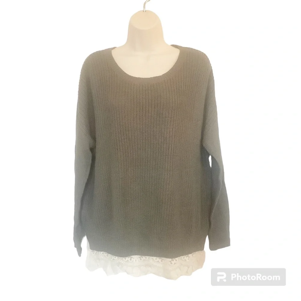 Urban Outfitters Pins & Needles Lace Crochet Trim Sweater Size Small